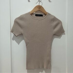 Zesica Short Sleeve Crewneck Ribbed Knit Slim Fit Top